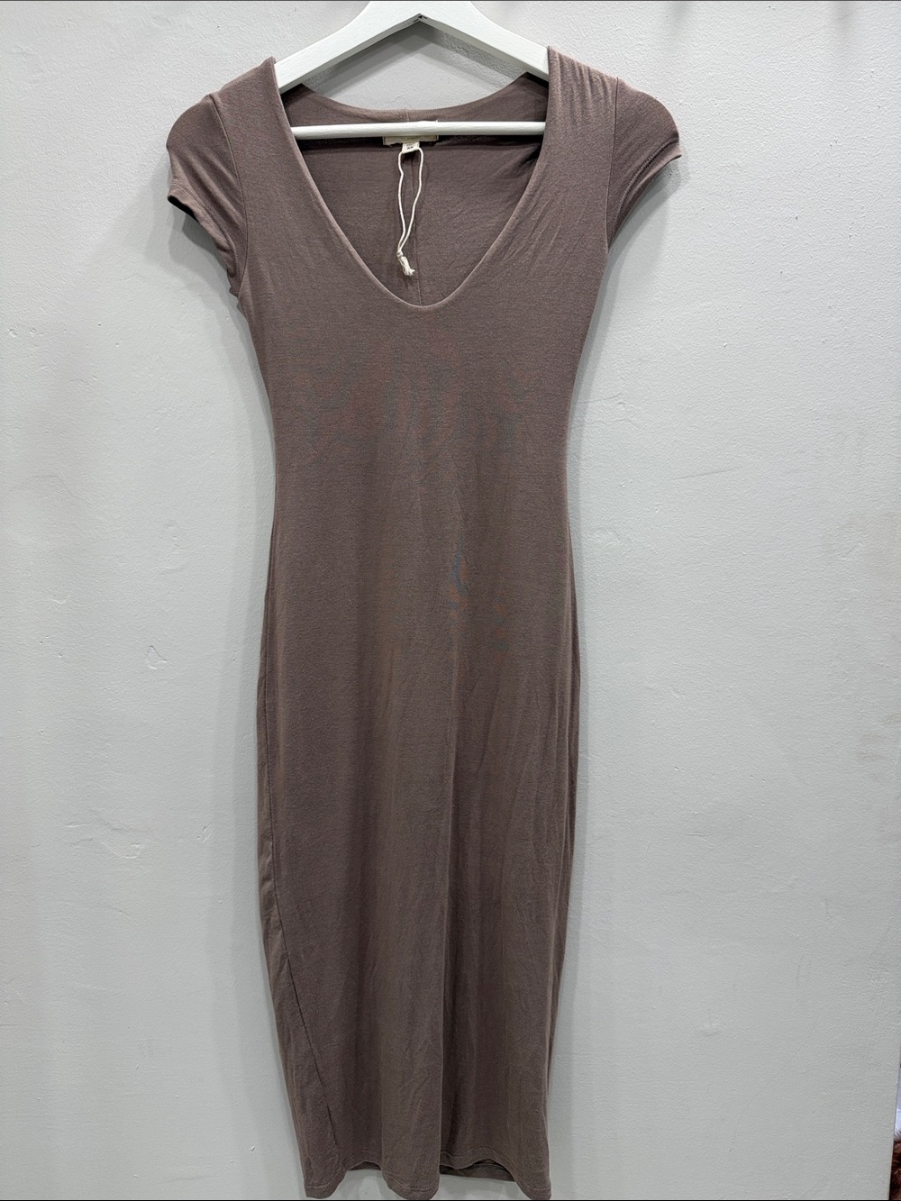 See You Monday Taupe Scoop-Neck Midi Dress